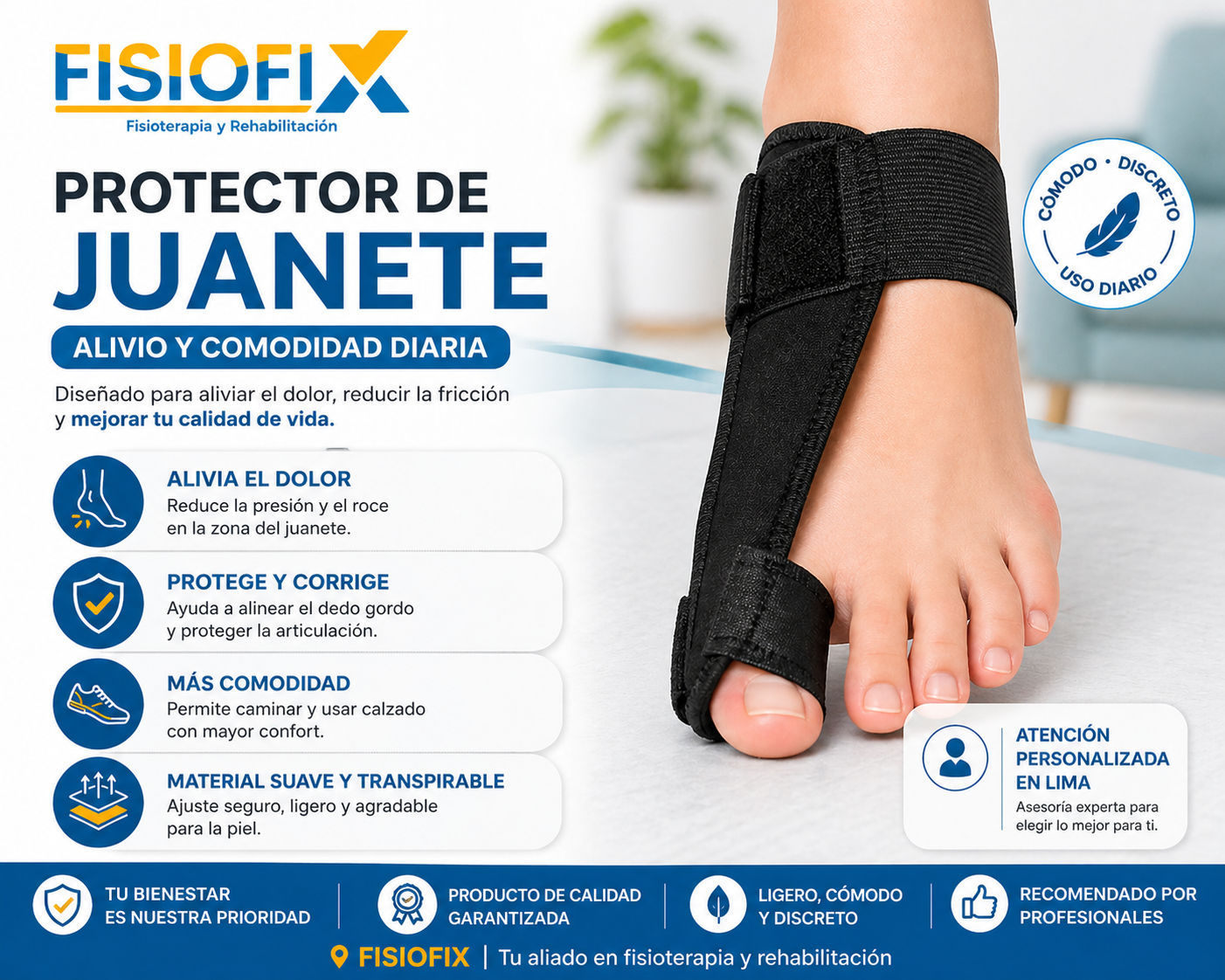 protector de juanete en Lima alivio y comodidad diaria FISIOFIX