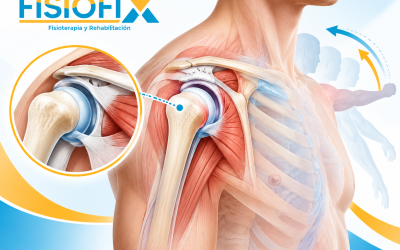 Rehabilitación después de una luxación de hombro con ilustración anatómica de la articulación – FisioFix
